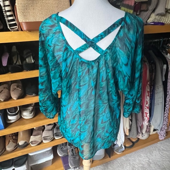 ⭐️BOGO FREE⭐️ EUC EXPRESS Blue Short Sleeve Blouse - Picture 3 of 8
